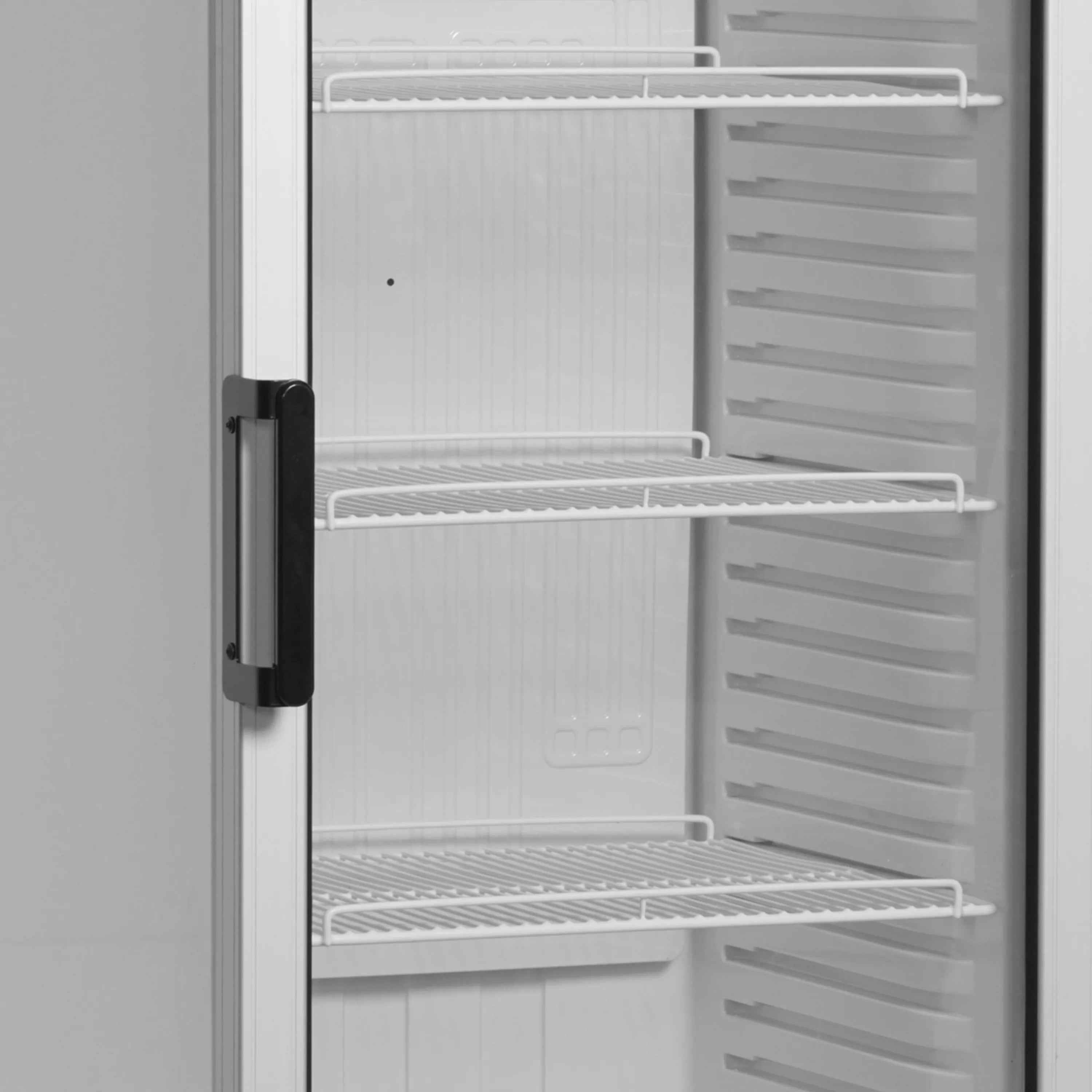 Glass Door Merchandiser FSC1380 with LED Canopy, Fan Assisted Cooling, Lockable Display Fridge, White Finish