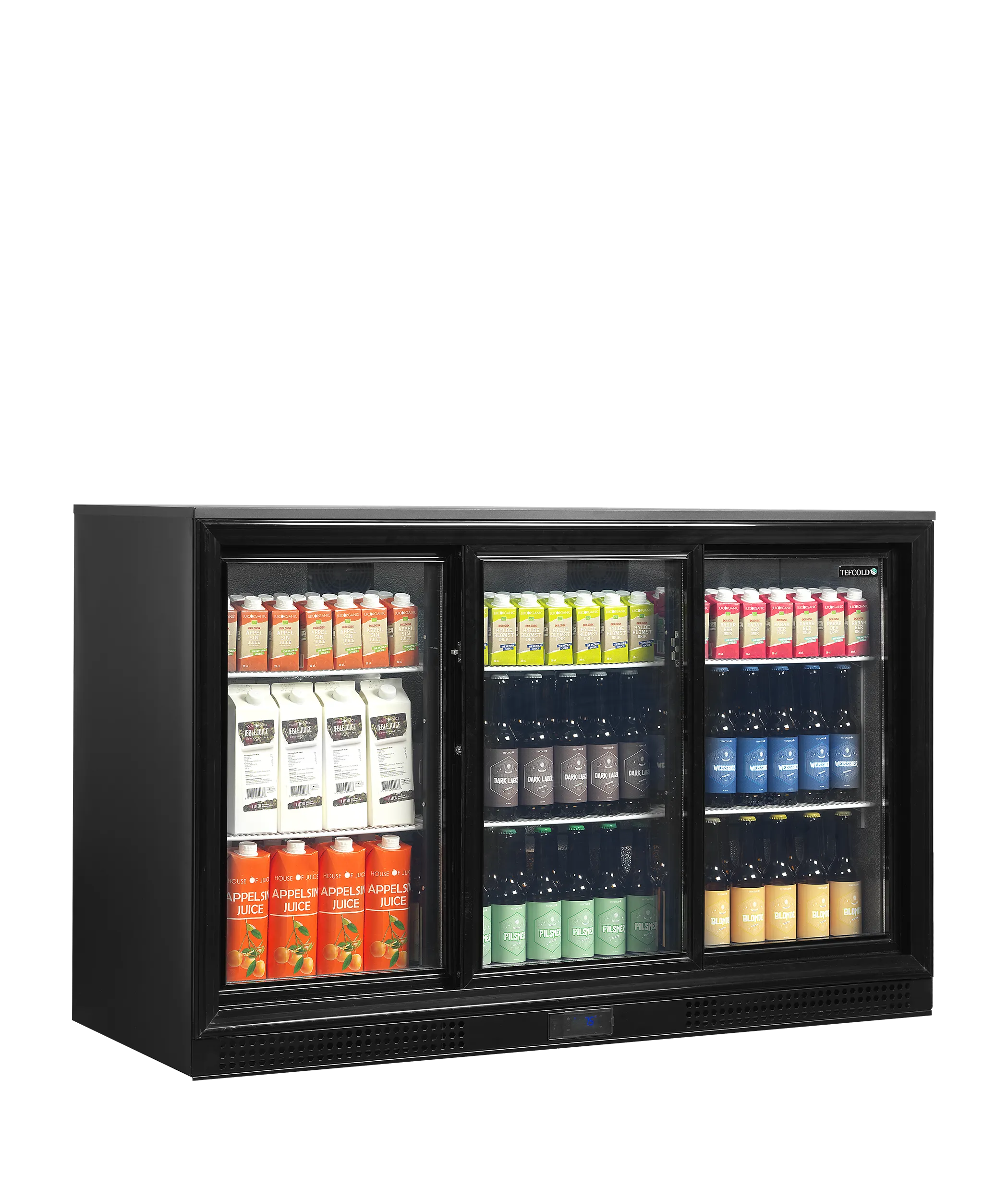 Tefcold DB301S-3 Back Bar Cooler – Triple Sliding Glass Door Display Fridge, 300L, Black
