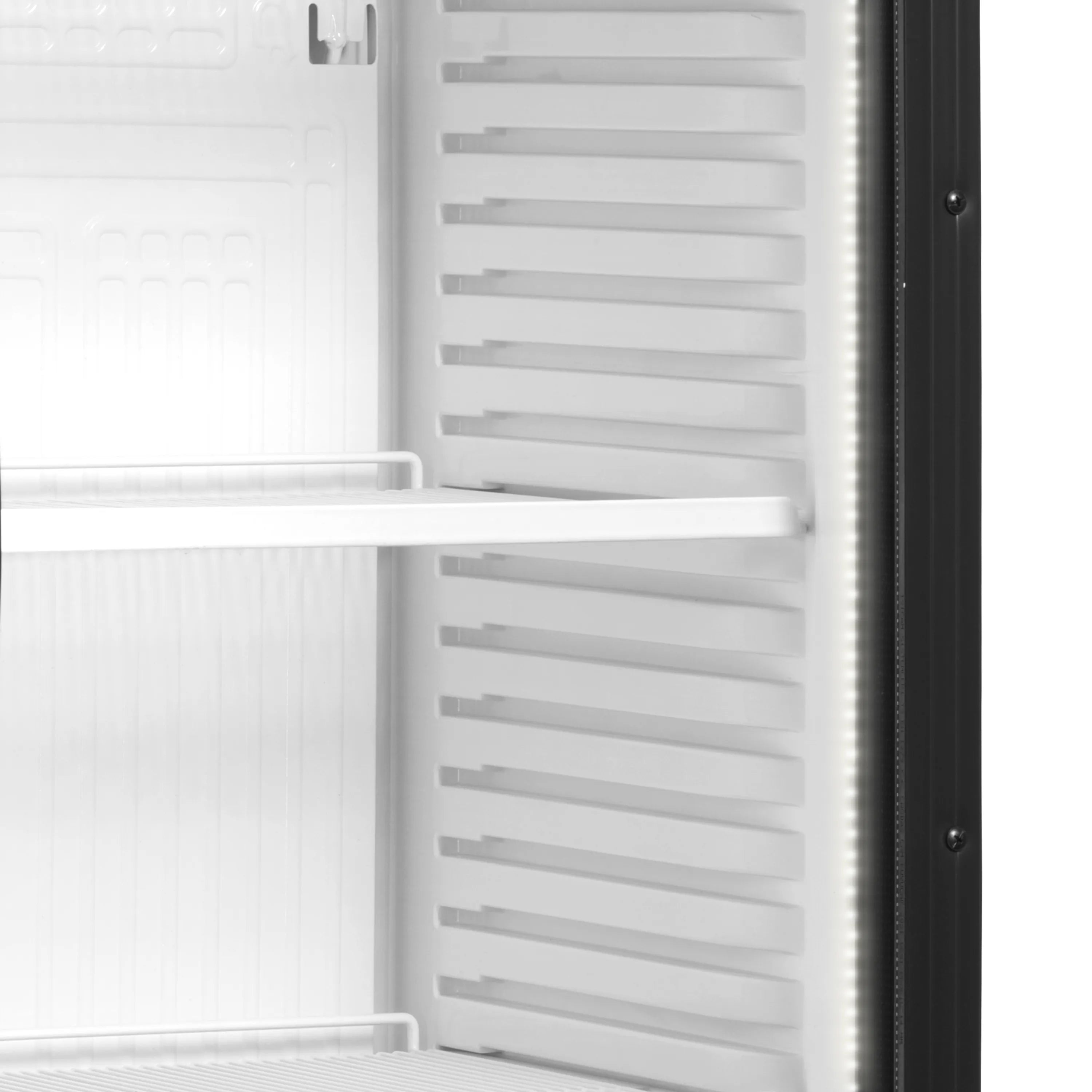 Glass Door Merchandiser CEV435CP 2 LED – Fan Assisted Cooling, Adjustable Shelves, LED Door Frame Light, White Finish, 358L Capacity