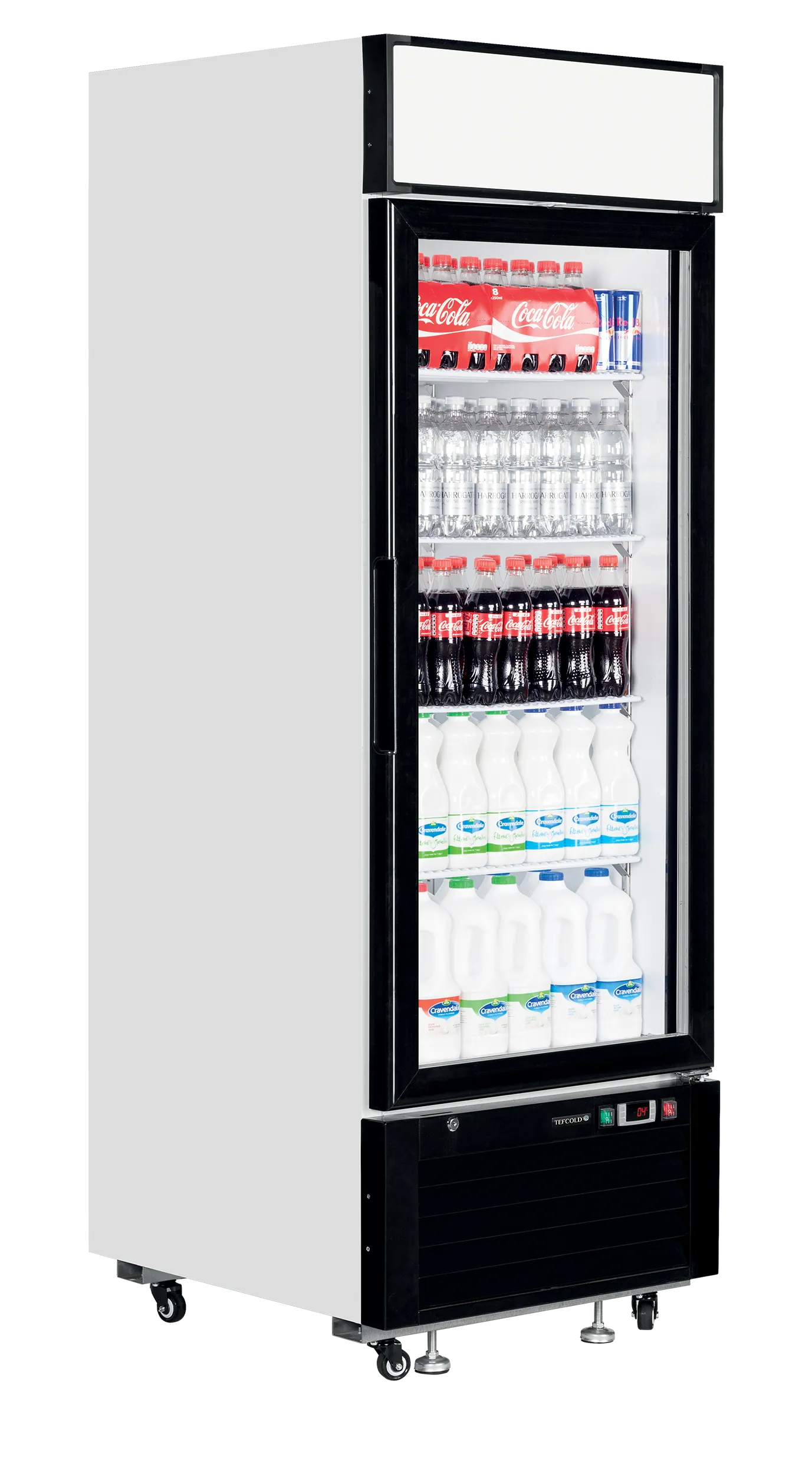 Tefcold LGC2500 Single Door Glass Door Merchandiser – LED Display, Fan-Assisted Cooling, Adjustable Shelves, White Finish, 405L Capacity