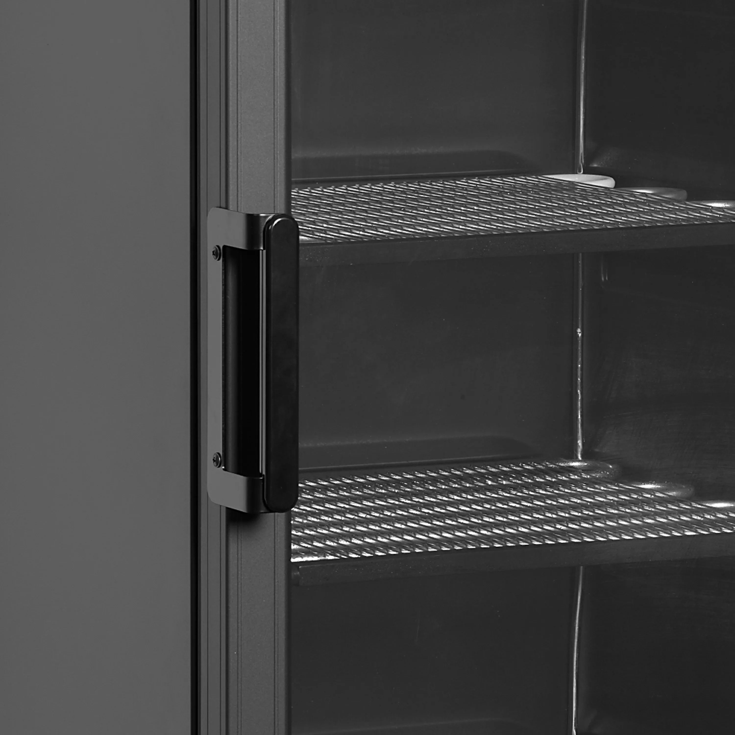 TEFCOLD UFSC371G Black Glass Door Display Freezer – 270L LED Interior, Heated Hinged Door, Static Cooling, Fixed Shelves