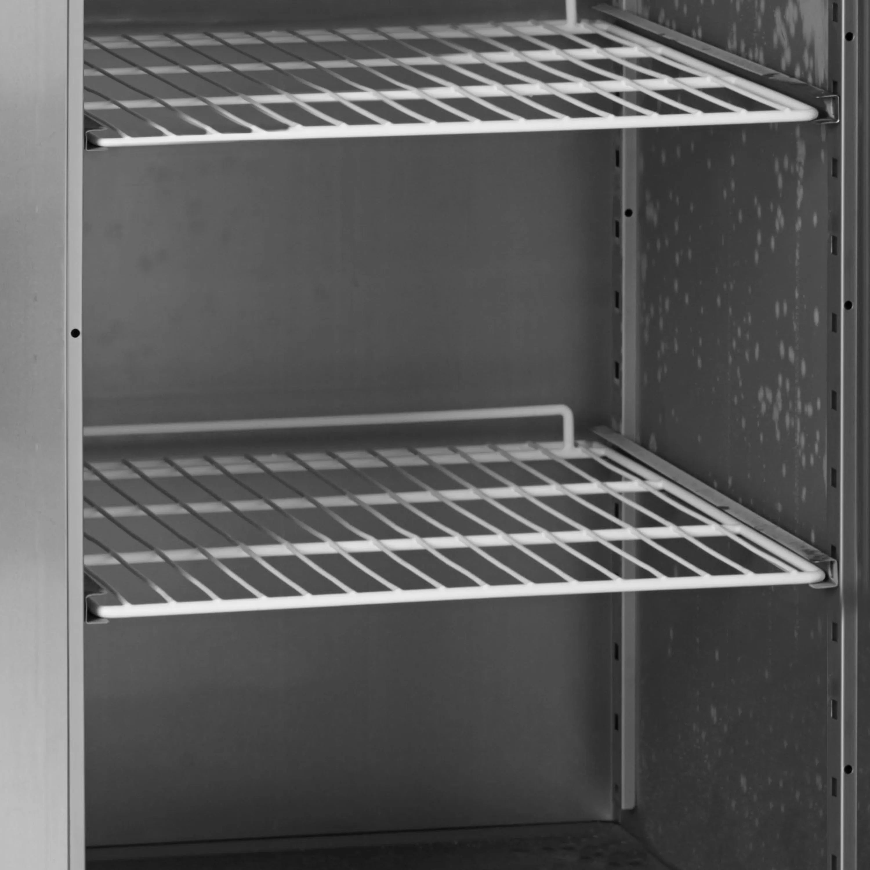 Gastronorm Upright Freezer GUF140 – Stainless Steel 2-Door Commercial Freezer with Fan Cooling, Automatic Defrost, and Adjustable GN Shelves, -24°C to -18°C