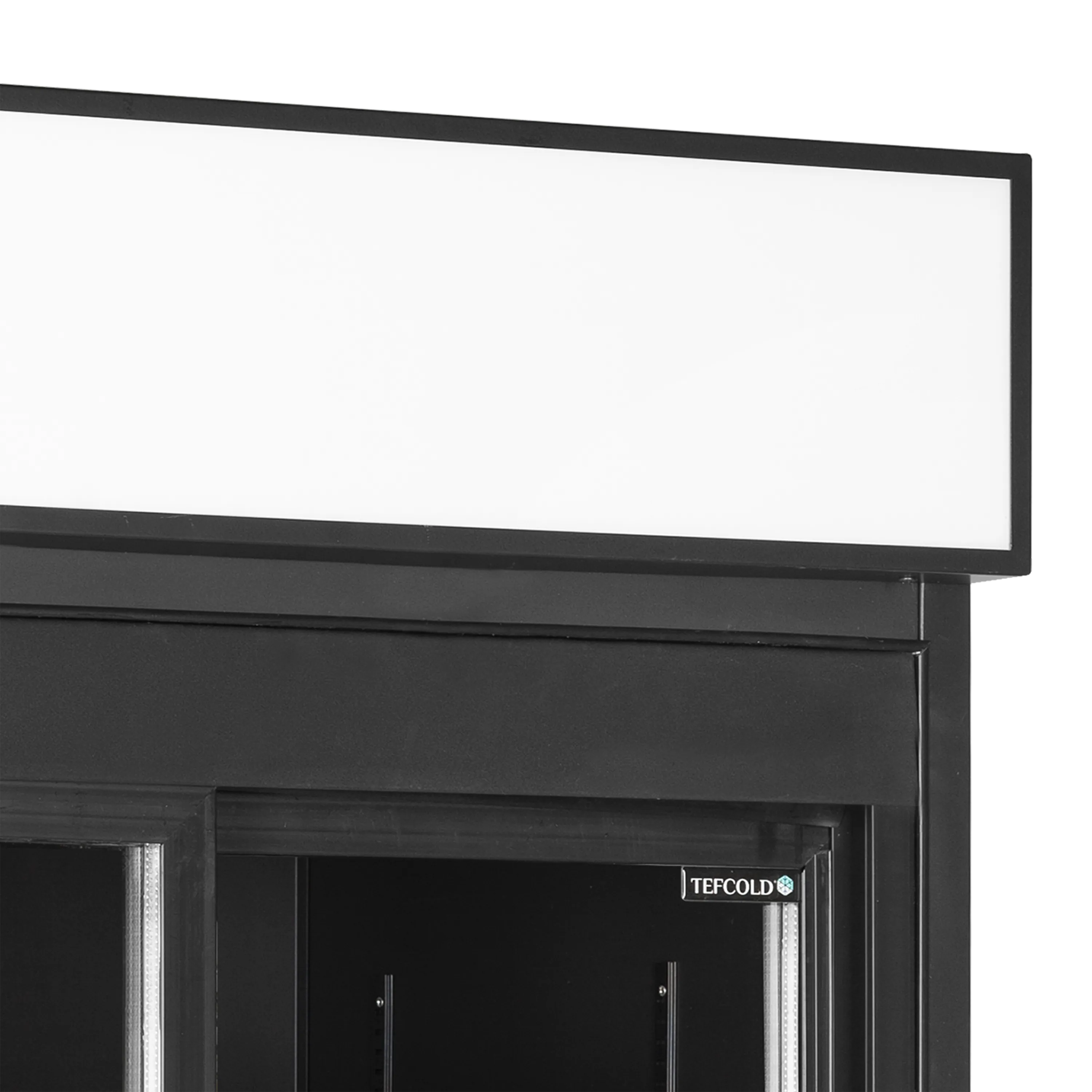 Glass Door Merchandiser FSC1000S Black – 1000mm Commercial Display Fridge with Sliding Doors, LED Lighting & Ventilated Cooling
