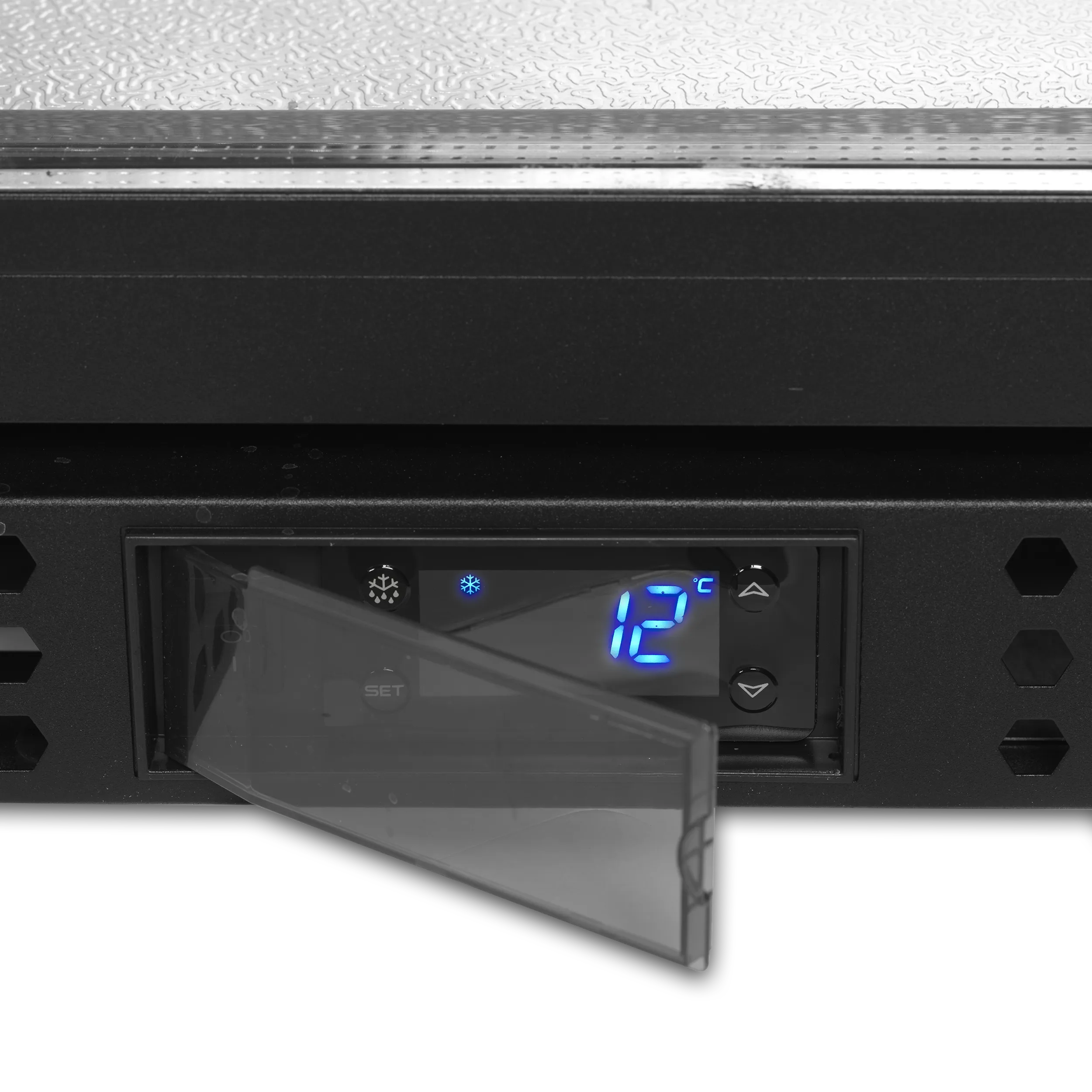 BA21S Energy Class A Double Sliding Door Back Bar Cooler – Black Finish, Ventilated Cooling, LED Light, Lockable