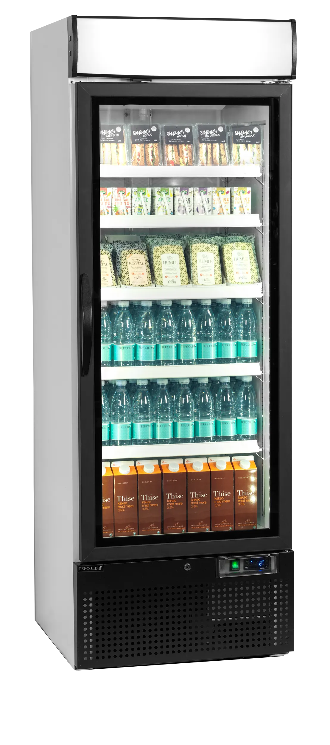 TEFCOLD NC2500G Glass Door Merchandiser – 1 Door, LED Lighting, Ventilated Cooling, Automatic Defrost, 515L Display Capacity