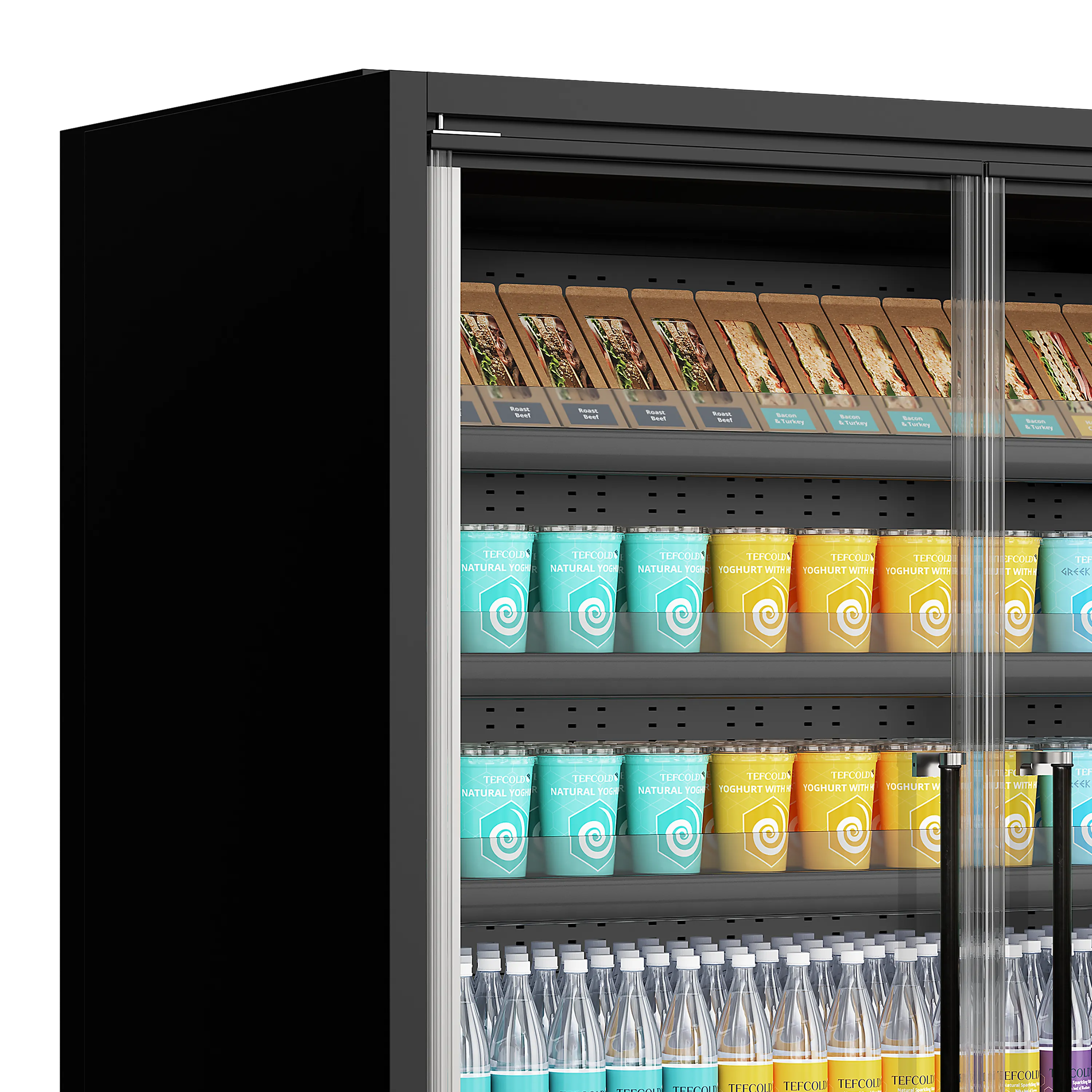 TEFCOLD Galaxy+ GP20FGD Black Multideck Display Fridge with 4 Glass Doors, Energy Class B