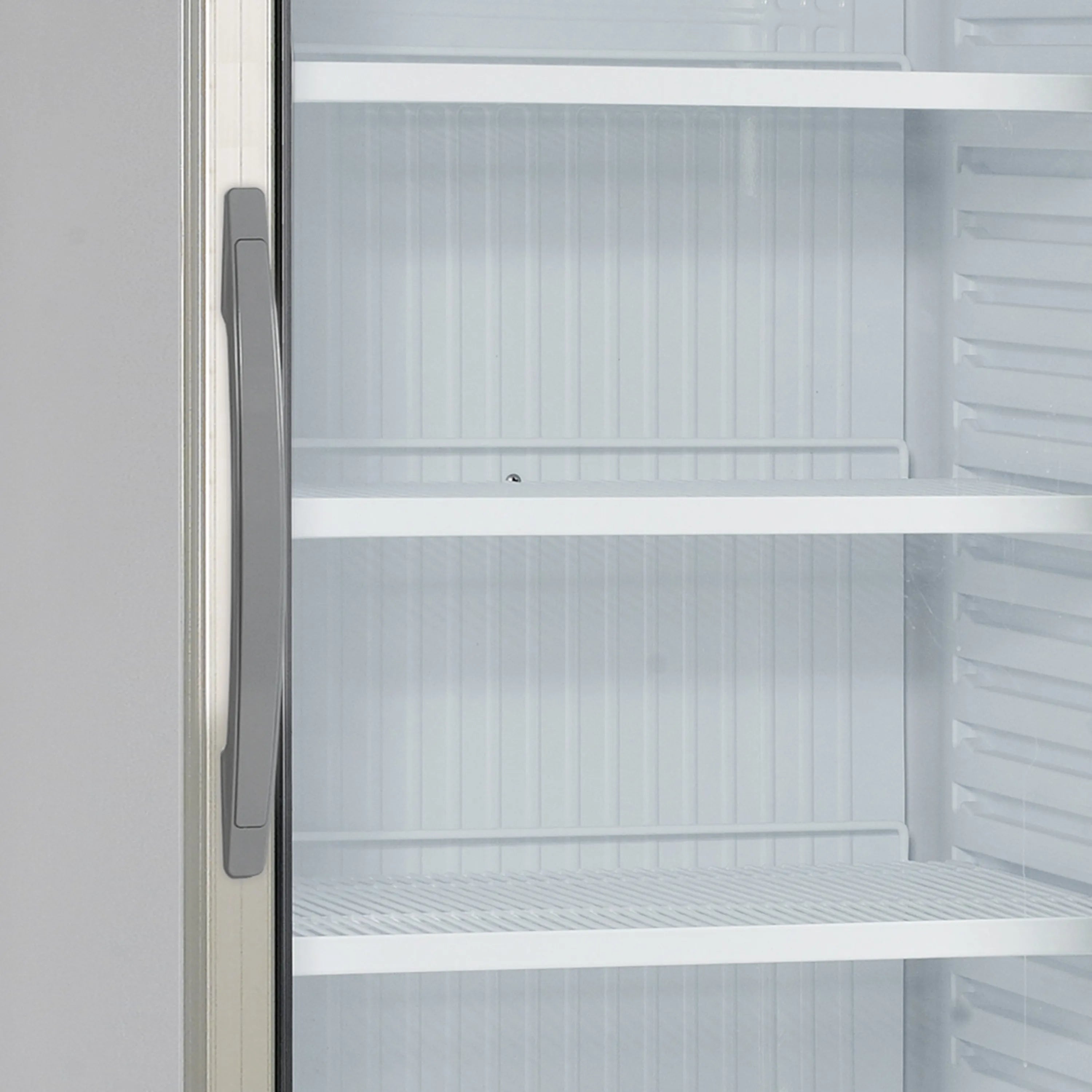 Glass Door Merchandiser FSC1450 – 438L Upright Display Cooler, Fan Assisted Cooling, LED Canopy, White Finish