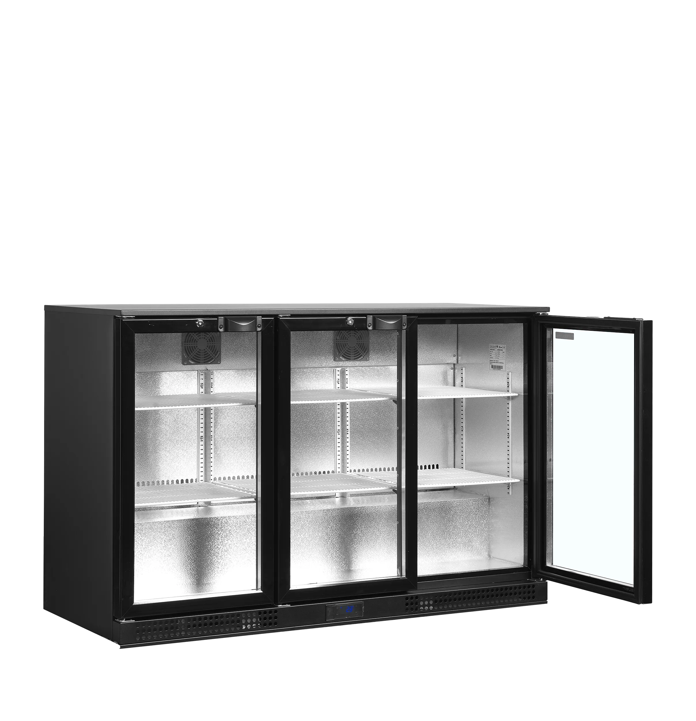 Tefcold DB301H Triple Door Back Bar Cooler – 300L Commercial Display Fridge, Black