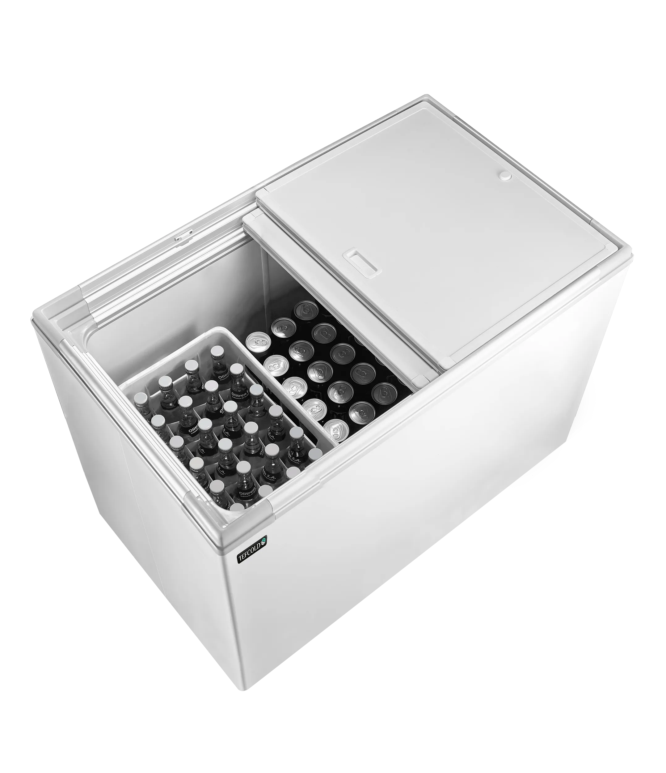 KBAK104 Bottle Dump Cooler – 250L White Chest Cooler with Sliding Lids, Static Cooling, Ideal for Beer & Soft Drink Crates