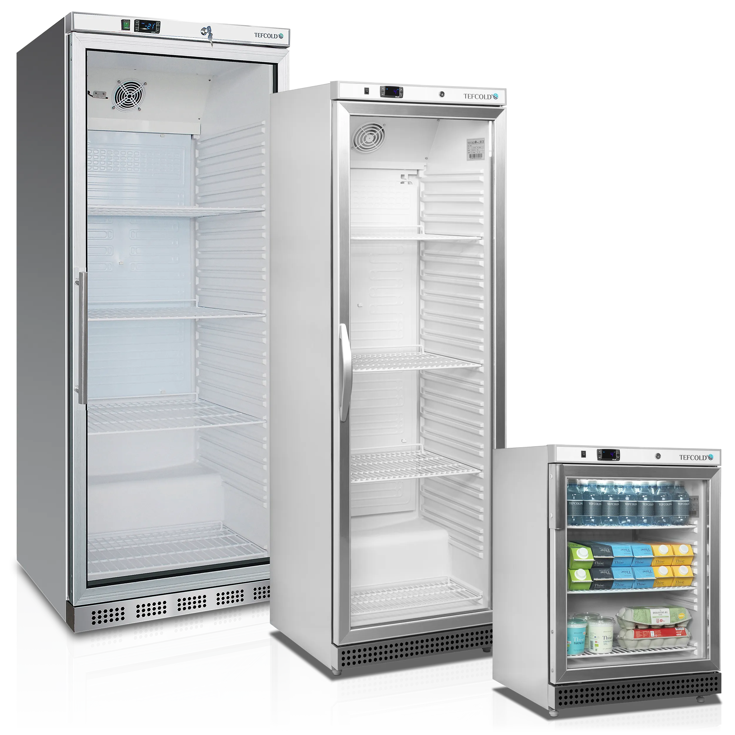 UR400SG Glass Door Merchandiser | Fan Assisted Cooling | LED Interior Light | Electronic Thermostat | Stainless Steel & White Finish