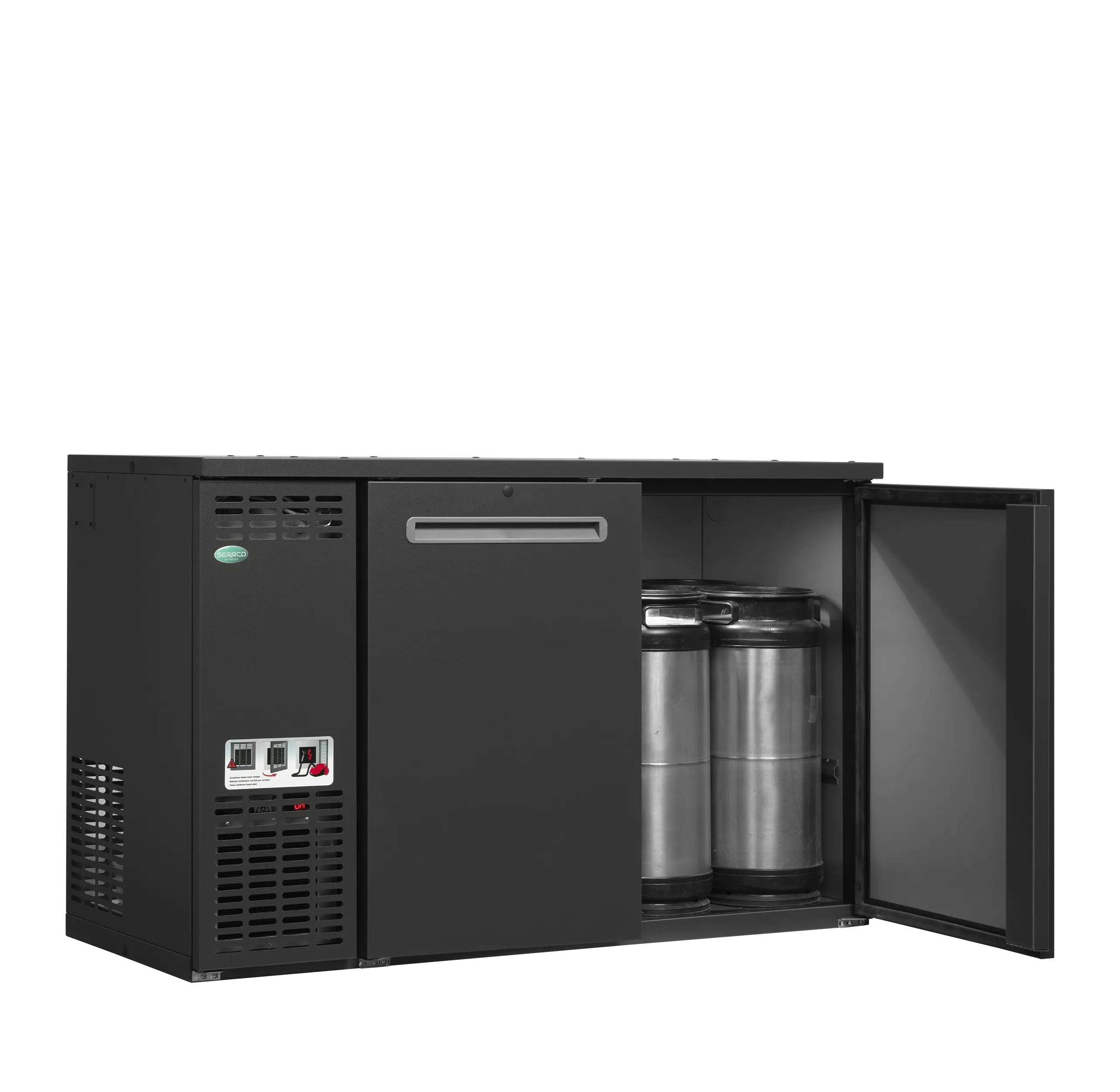 High-End SFK-8EL+ Keg Cooler with Left-Side Machine Unit – Ventilated Cooling, LED Light, Adjustable Legs, Serrco Brewery-Grade