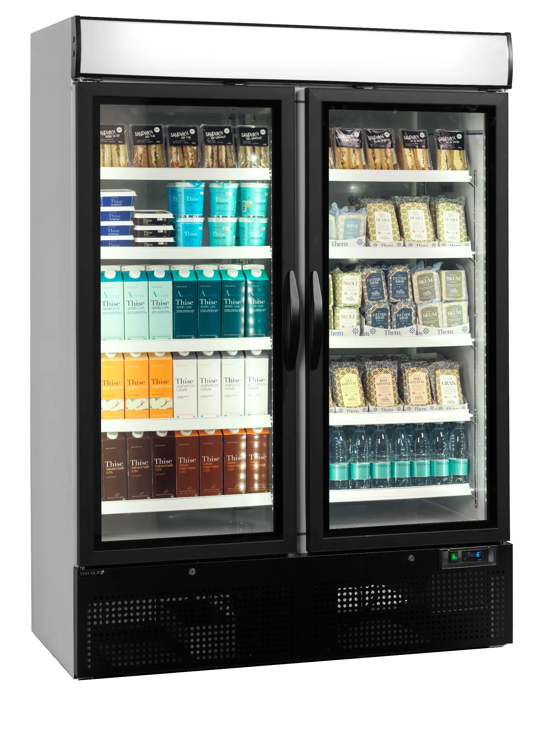 NC5000G Double Glass Door Merchandiser Refrigerator – 1149L Commercial Display Cooler with LED Lighting, Fan Assisted Cooling & Lock