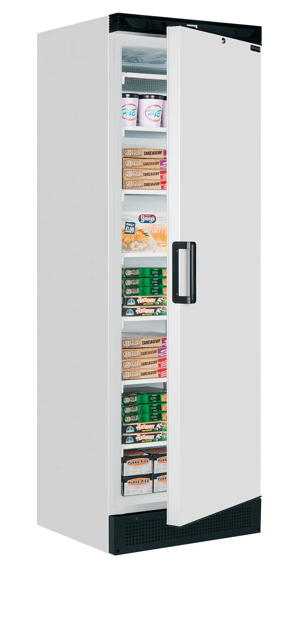 Upright Solid Door Commercial Freezer 300L – Static Cooling, 6 Fixed Shelves, Manual Defrost, White – UFFS371SD