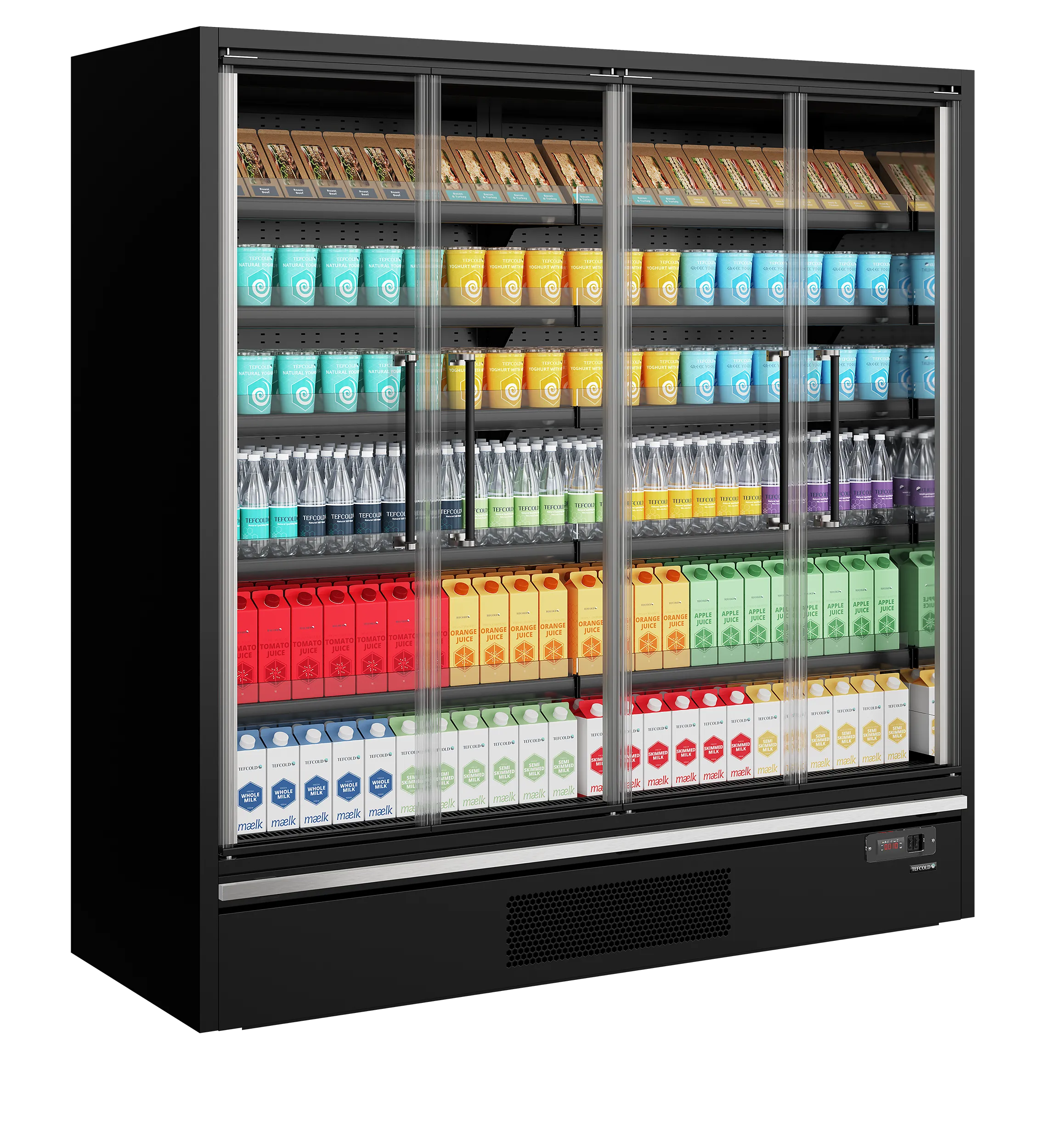 TEFCOLD Galaxy+ GP20FGD Black Multideck Display Fridge with 4 Glass Doors, Energy Class B