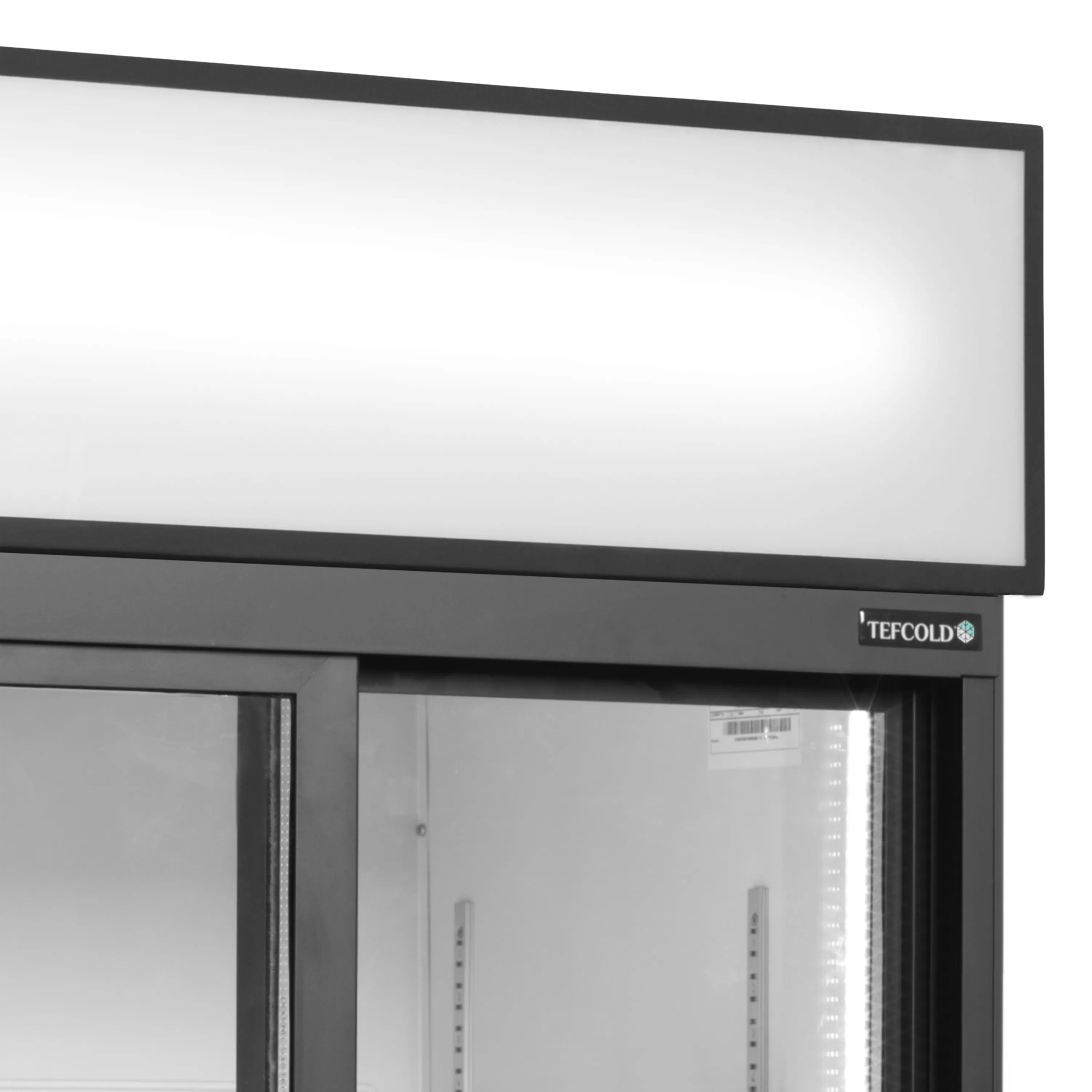 Glass Door Merchandiser FSC891S – 2 Sliding Self-Closing Doors, LED Canopy & Interior Lights, Ventilated Cooling, Adjustable Wire Shelves – White, 707L Capacity