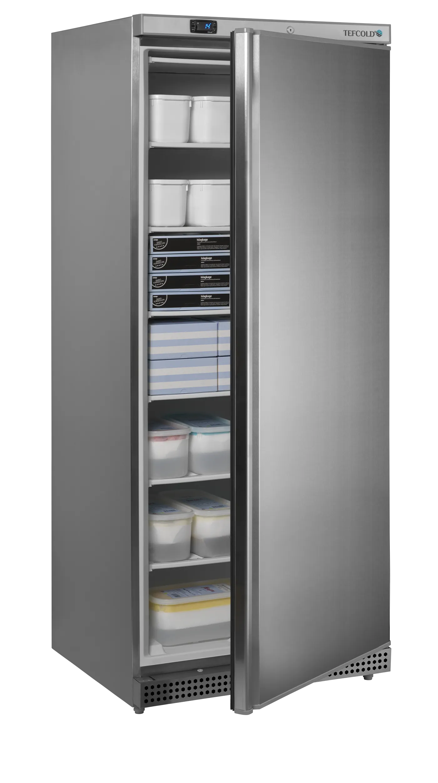 Commercial Upright Freezer 605L Stainless Steel Single Solid Door – Static Cooling, GN2/1 Shelves, Lockable, Electronic Thermostat – Model UF600S