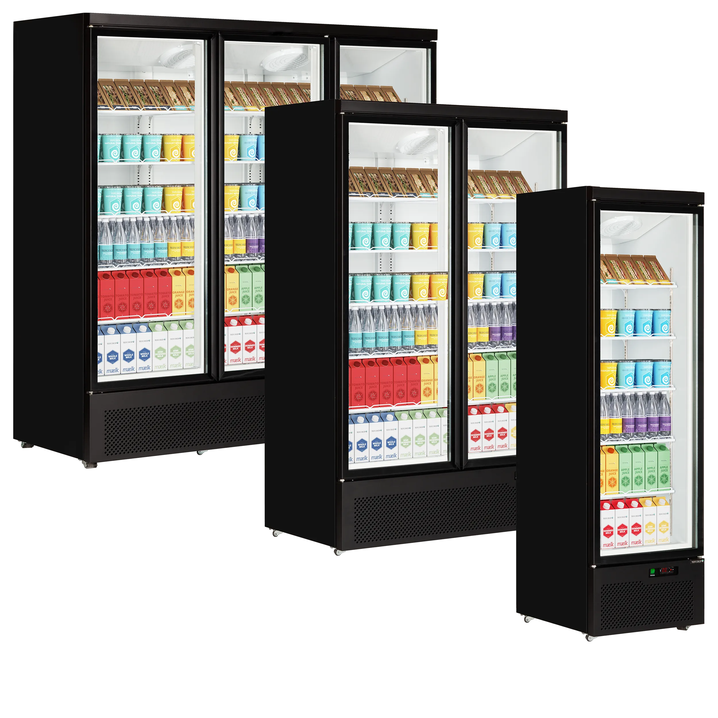 Glass Door Merchandiser Atom Maxi C2DB – Double Door Commercial Display Fridge, Black, Ventilated Cooling