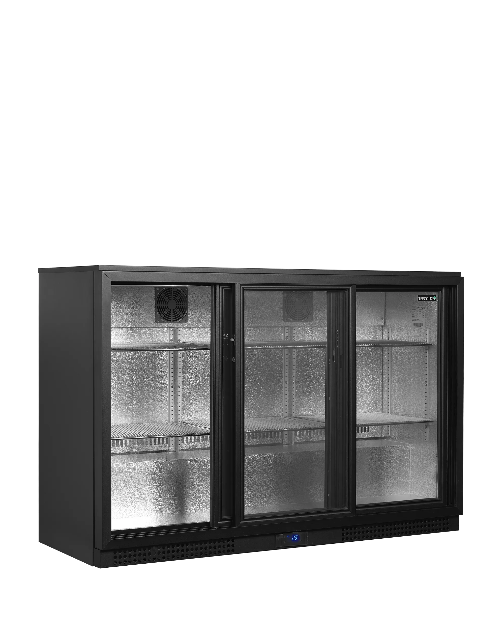 Back Bar Cooler BA31S-3 – Triple Sliding Glass Door Bar Fridge, 311L, Energy Class B, Black Finish