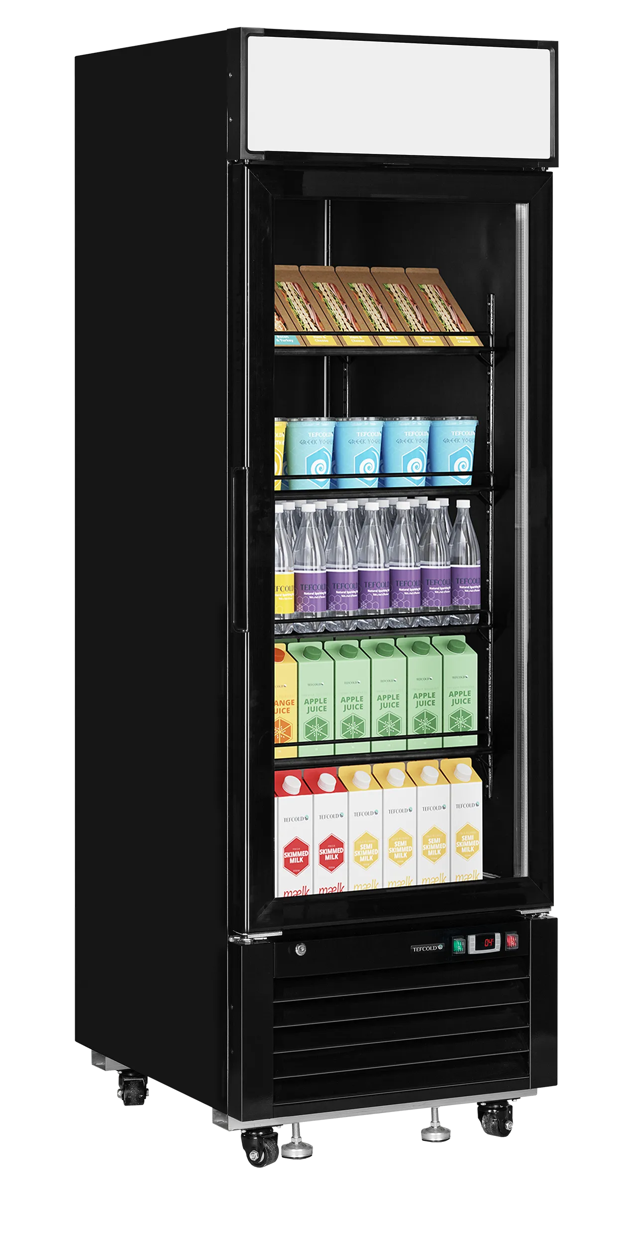 TEFCOLD LGC2500B Glass Door Merchandiser | Black Refrigerated Display Cabinet with LED Lighting & Adjustable Shelves | Energy Efficient Chiller + Automatic Defrost