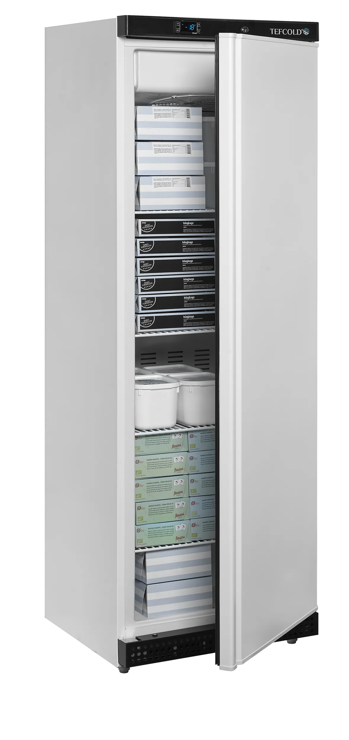 Fan Assisted Upright Freezer UF400V – 400L Ventilated Freezer with Electronic Thermostat, Automatic Defrost, Lock & Adjustable Shelves, White