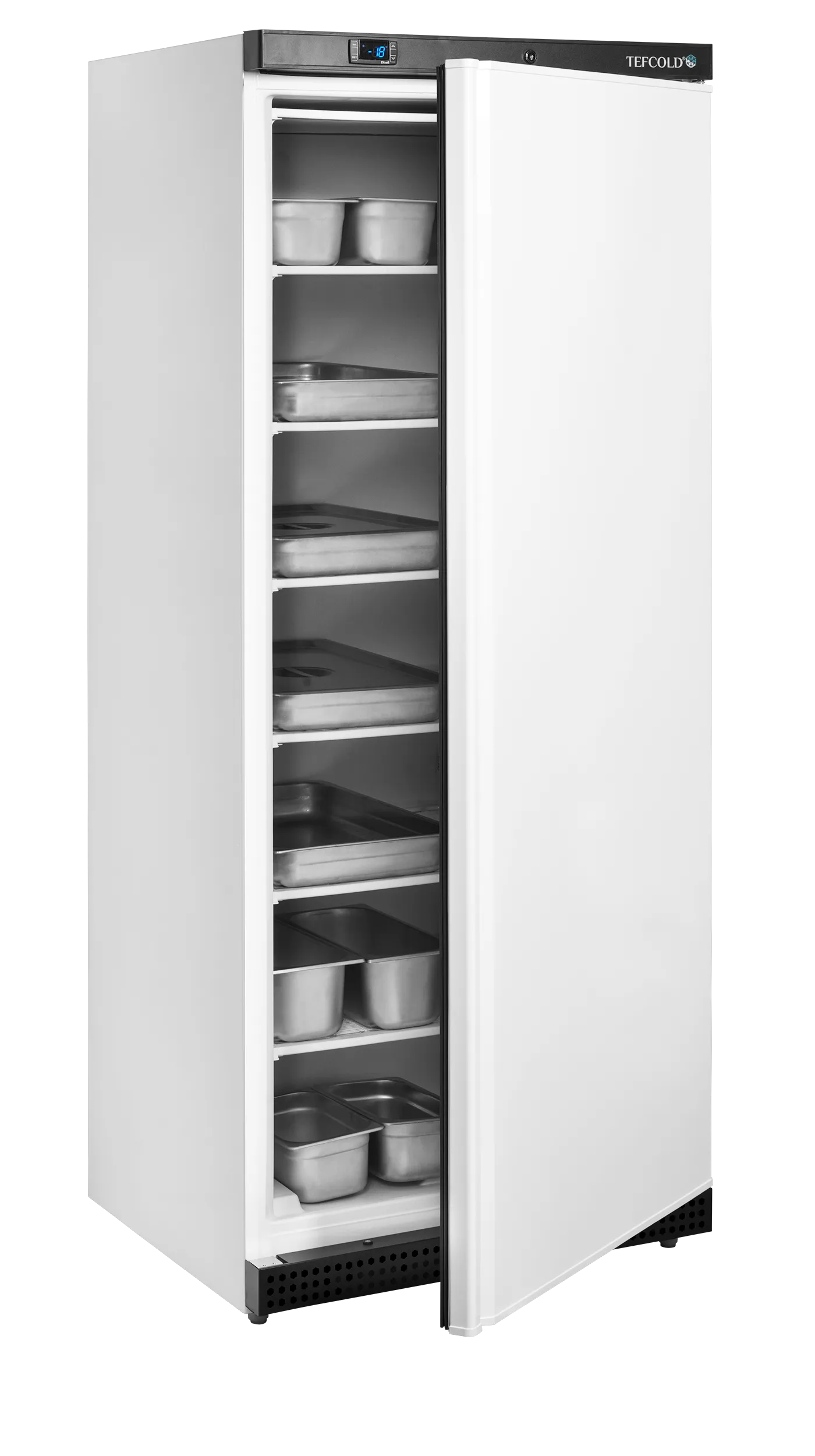 UF600 Upright Commercial Freezer – 605L White Solid Door, Static Cooling, GN2/1 Shelving, Electronic Thermostat