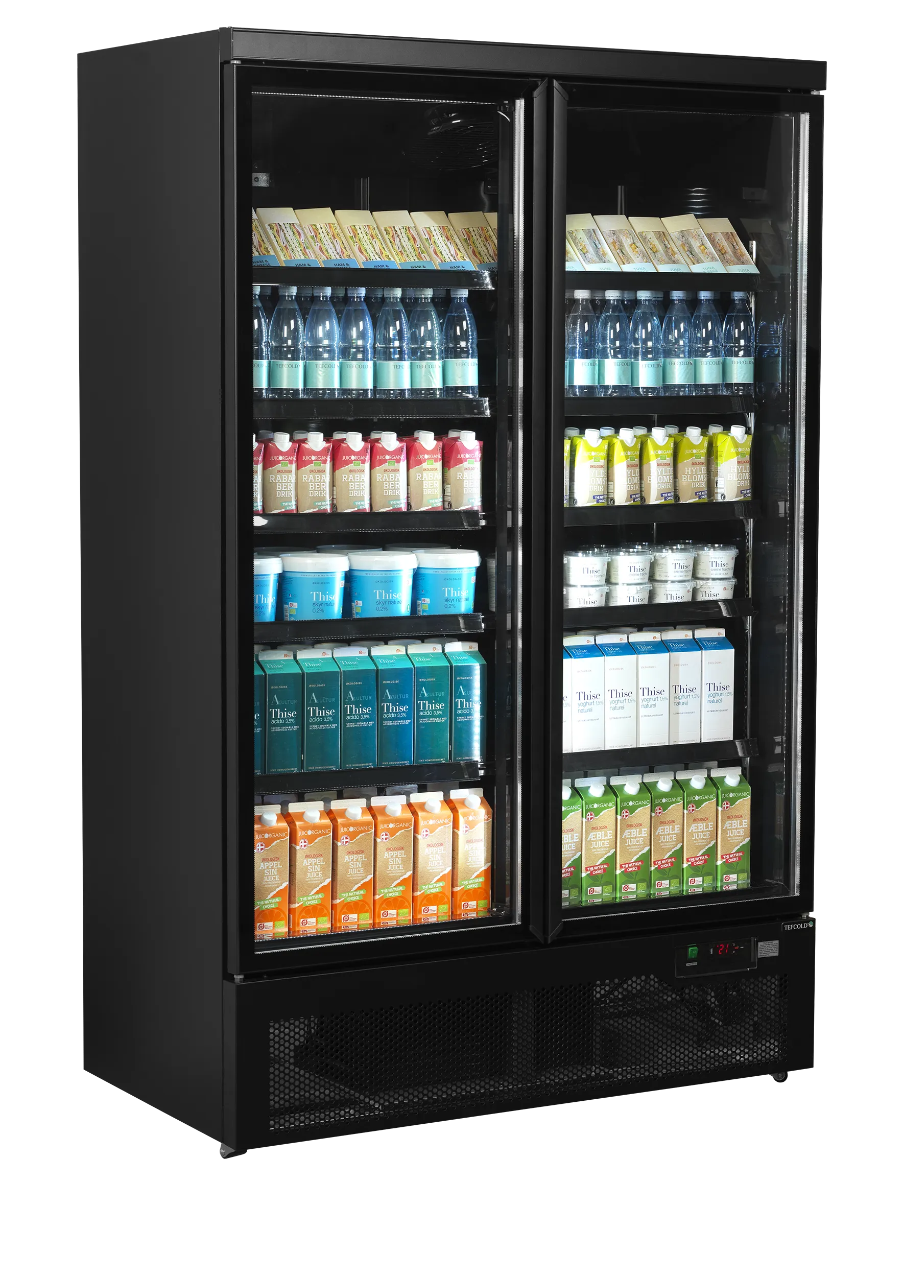 Atom Maxi C2DBB Glass Door Merchandiser | 2-Door Black Commercial Display Chiller | LED Lighting | Ventilated Cooling