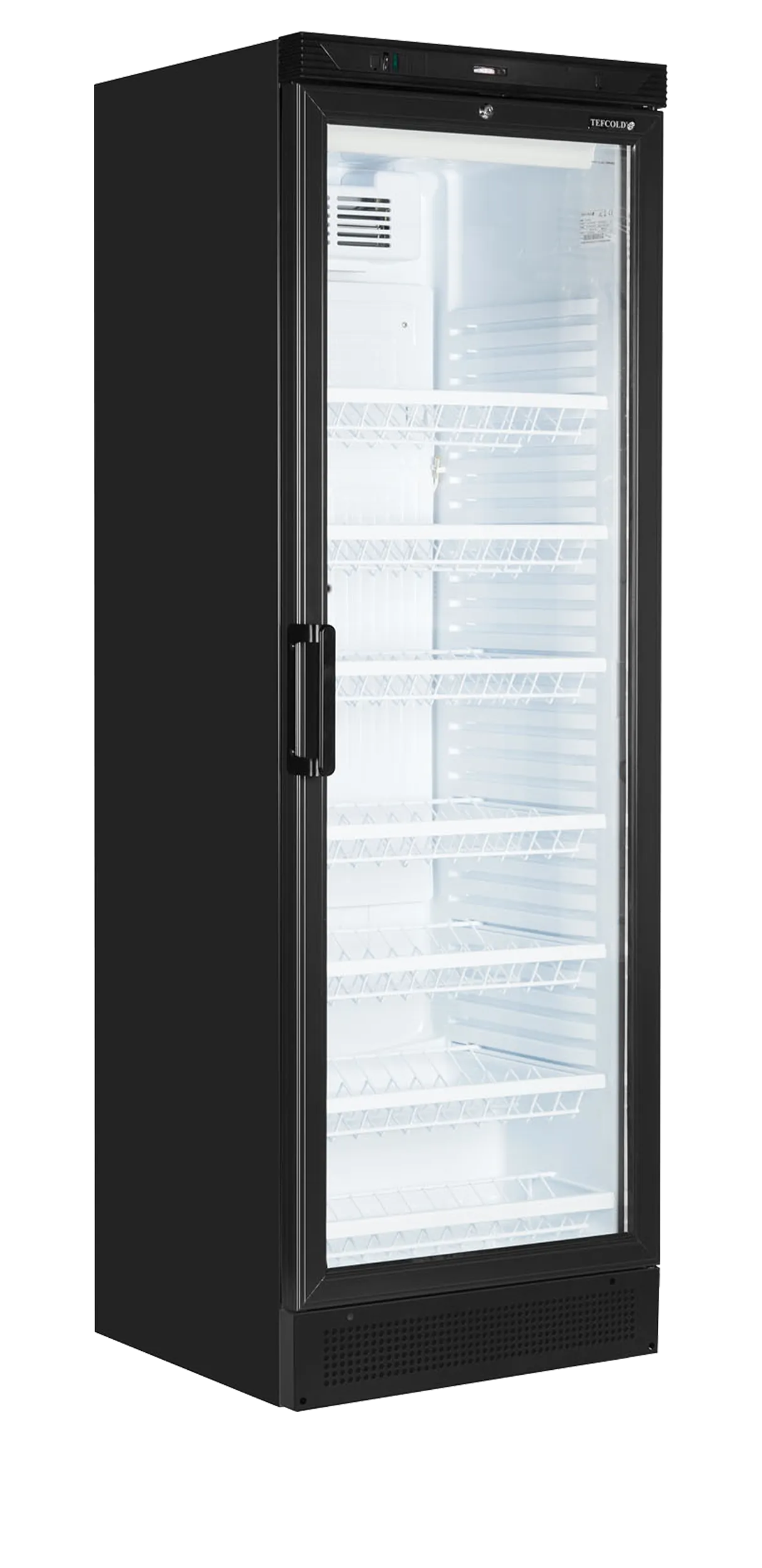 FS1380WB Black Drinks Cooler with Wine Shelves – Fan Assisted, LED Light, Holds Up to 78 Bottles
