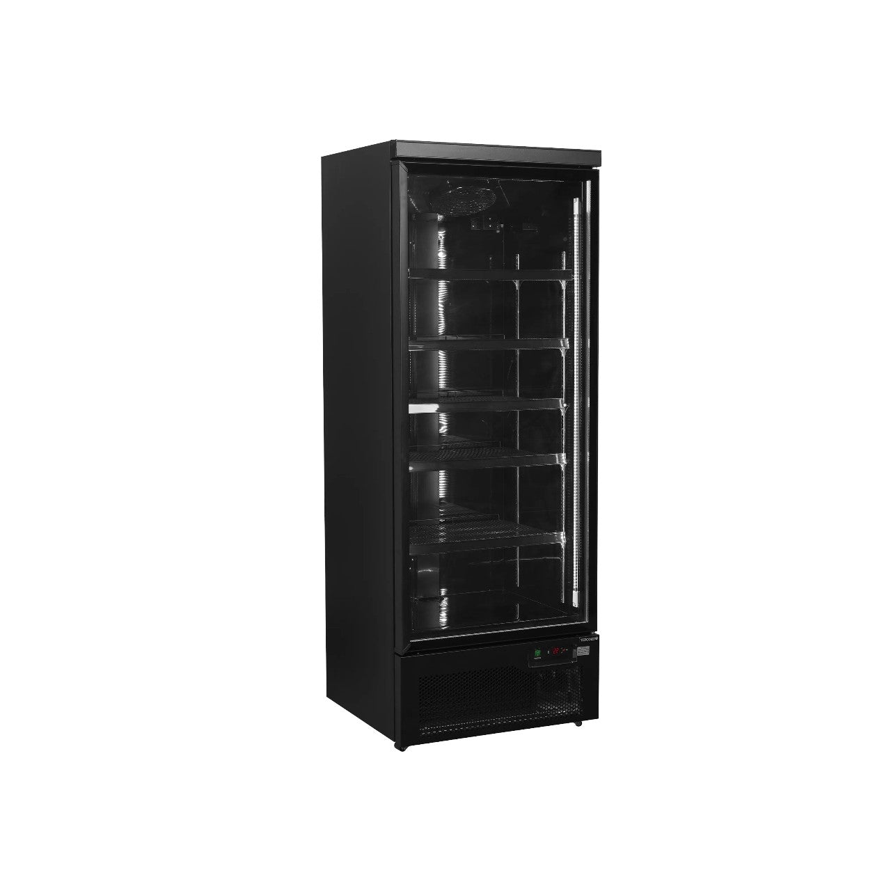 Atom Maxi C1DBB Single Glass Door Merchandiser Chiller – Black, 614L, LED Display, Ventilated Cooling