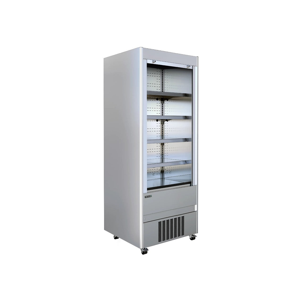 TEFCOLD MCX90M Open Front Stainless Steel Multideck Chiller with Lockable Shutter, Ventilated Cooling, 4 Adjustable Shelves