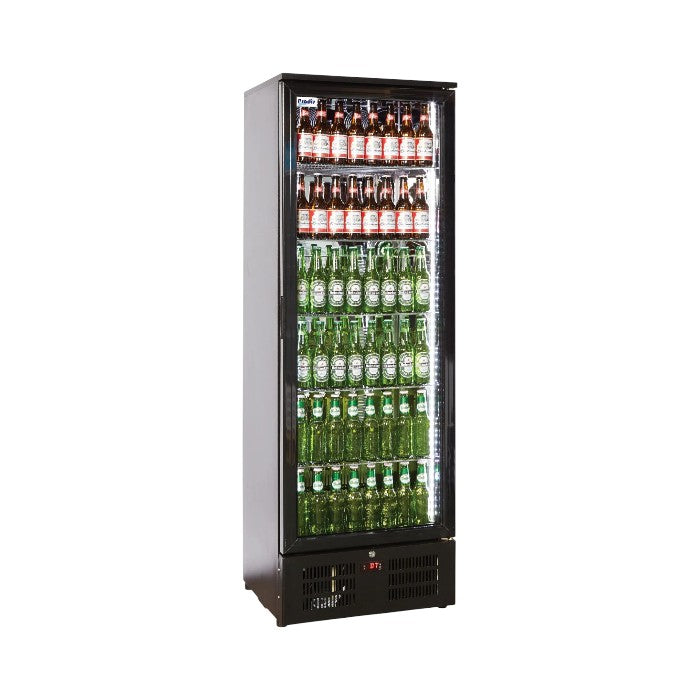 Prodis NT10-HC Single Door Upright Bottle Cooler 340L Black | LED Lighting & Fan-Assisted Cooling