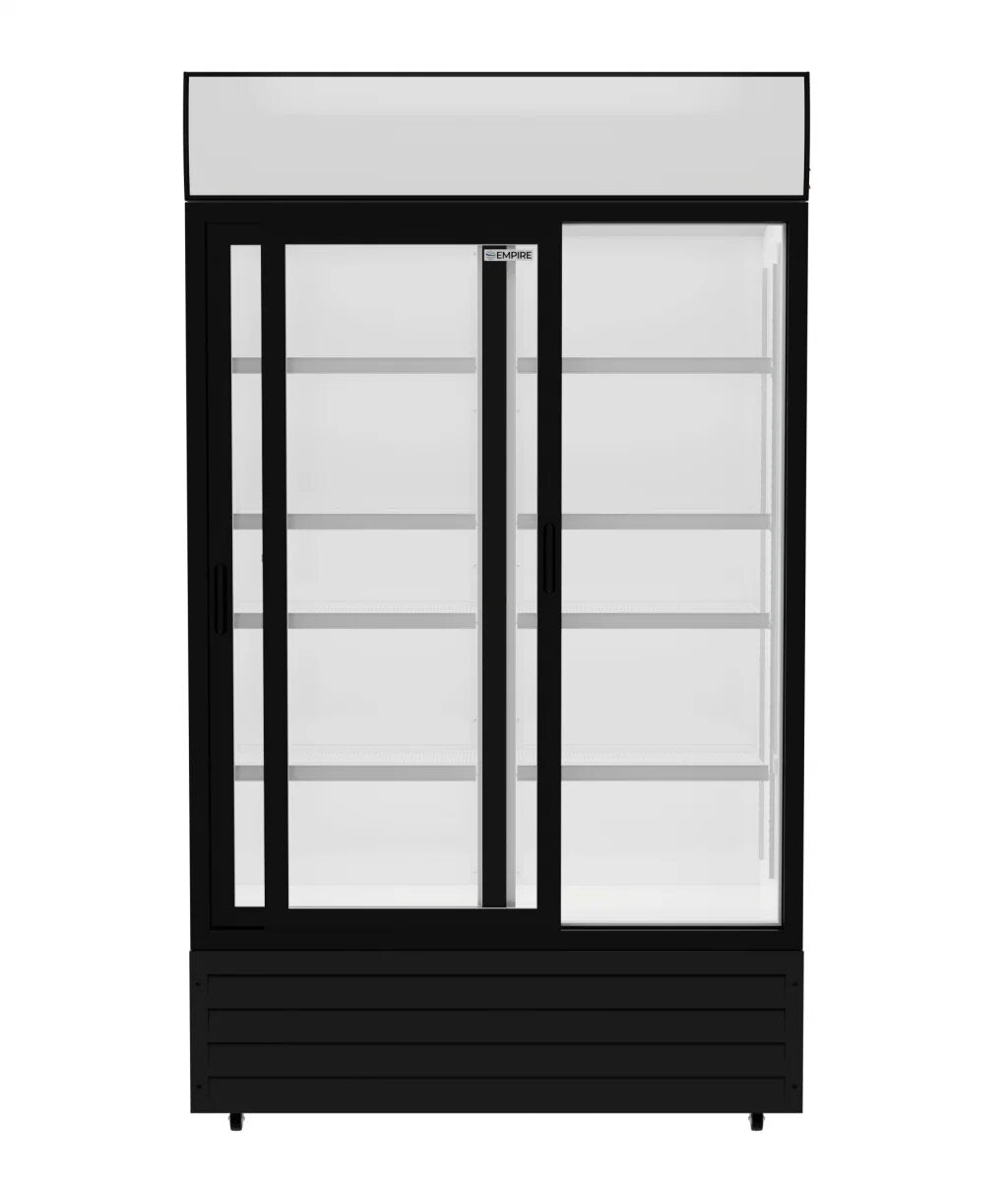 Empire Premium Double Sliding Door Display Cooler with Light Canopy, 688L, Low-E Glass, Fan Cooled, 0–10°C