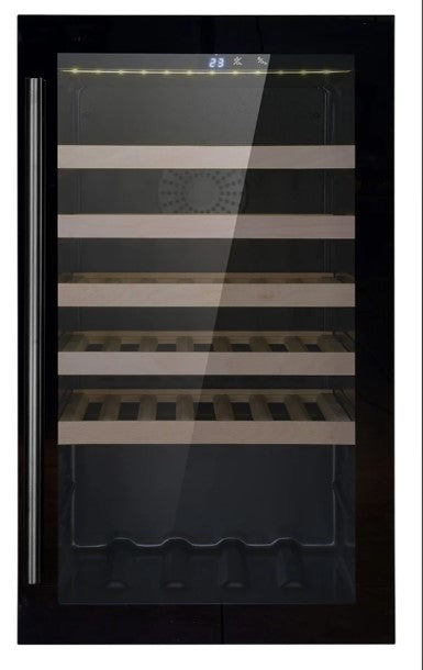 Combisteel 118L Single Zone Wine Cooler – LED Lighting, Ventilated Cooling, 5 Grids, Automatic Defrost, Black
