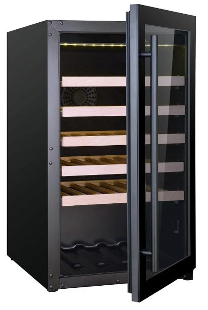 Combisteel 118L Single Zone Wine Cooler – LED Lighting, Ventilated Cooling, 5 Grids, Automatic Defrost, Black