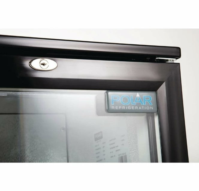 Polar Double Hinged Door Back Bar Cooler in Black with LED Lighting – 208L GL002