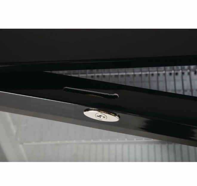Polar Double Hinged Door Back Bar Cooler in Black with LED Lighting – 208L GL002