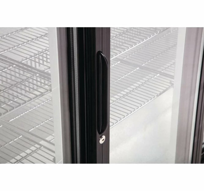Polar Triple Hinged Door Back Bar Cooler with LED Lighting, 320L – Black, 3 Doors, 850mm High