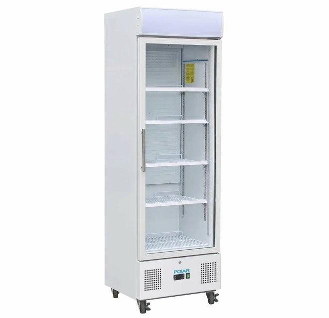 Polar DM076 Display Fridge 336L | White, Fan-Assisted Cooling & LED Lighting