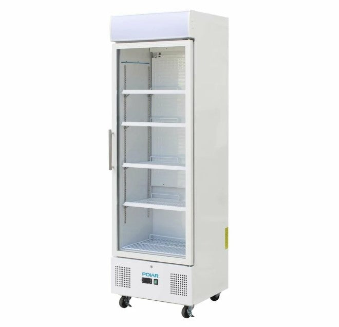 Polar DM076 Display Fridge 336L | White, Fan-Assisted Cooling & LED Lighting
