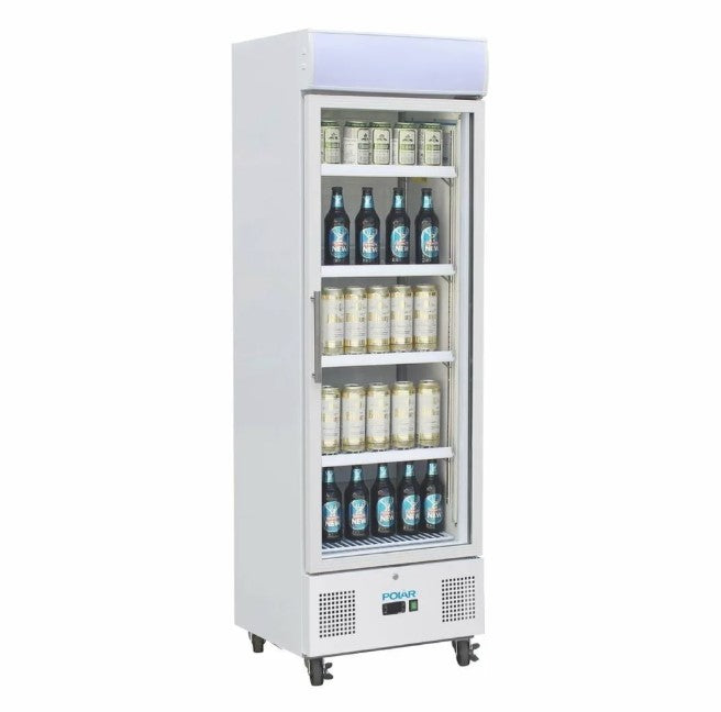 Polar DM076 Display Fridge 336L | White, Fan-Assisted Cooling & LED Lighting