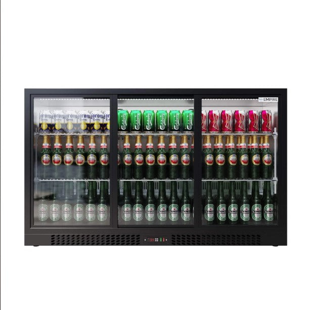 Empire CL-320SC-EE Low Profile Triple Door Sliding Bottle Cooler – 330L, 835mm Height, Low-E Glass, Energy Efficient