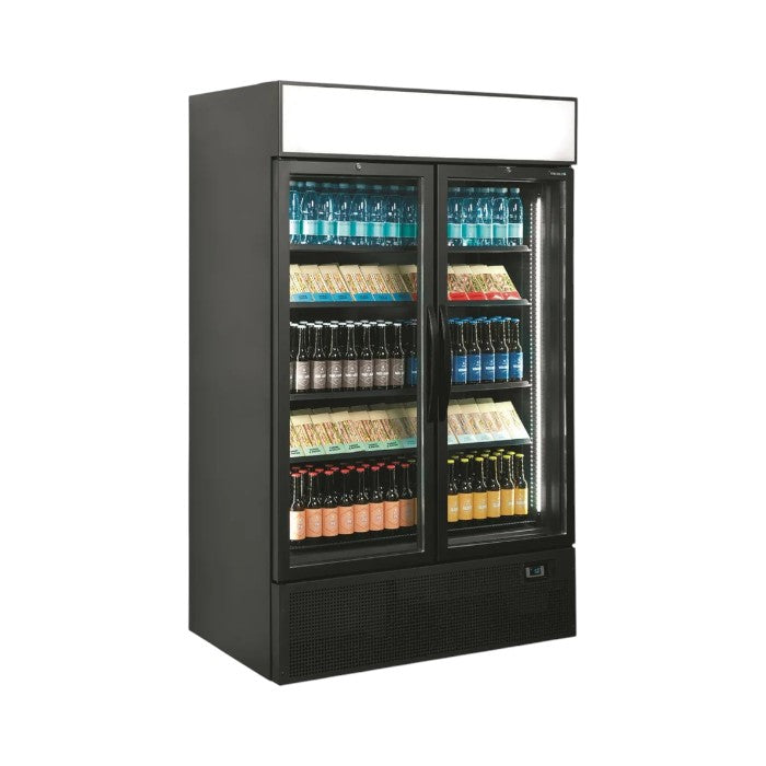 Tefcold FSC1200H Double Glass Door Bottle Cooler Fridge 645L Black