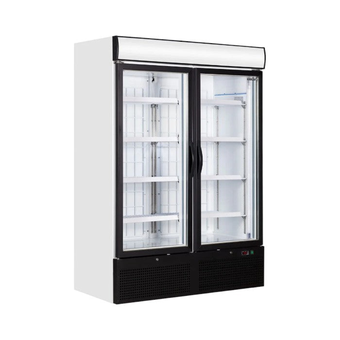 Tefcold NC5000G Double Glass Door Upright Display Fridge 1079L White LED Lighting Fan-Assisted Cooling
