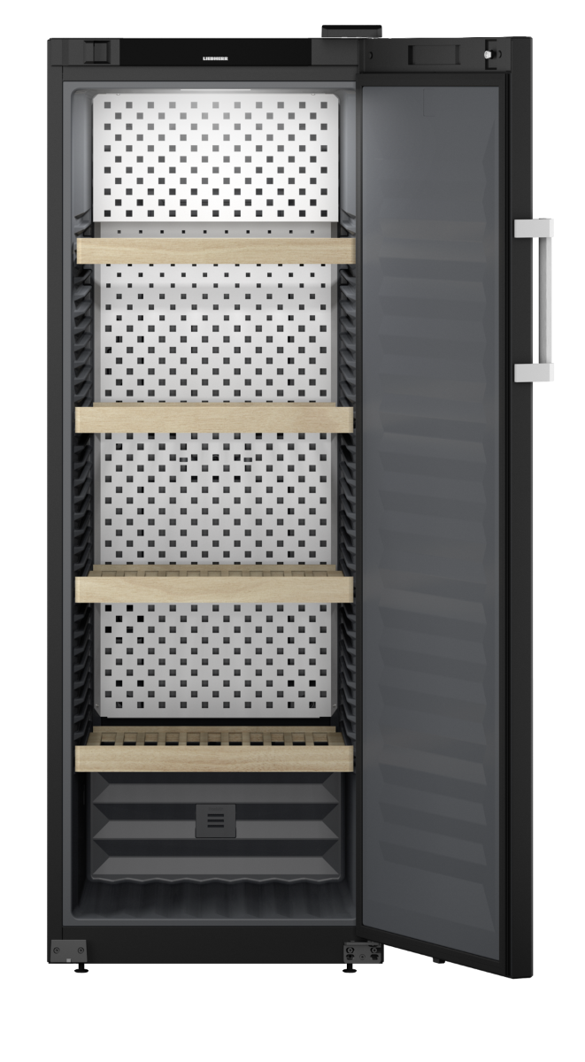 Liebherr WSbli 5031 Upright Wine Fridge – 196 Bottle Capacity, Black, Precision Temperature +5°C to +20°C, Wooden Shelves