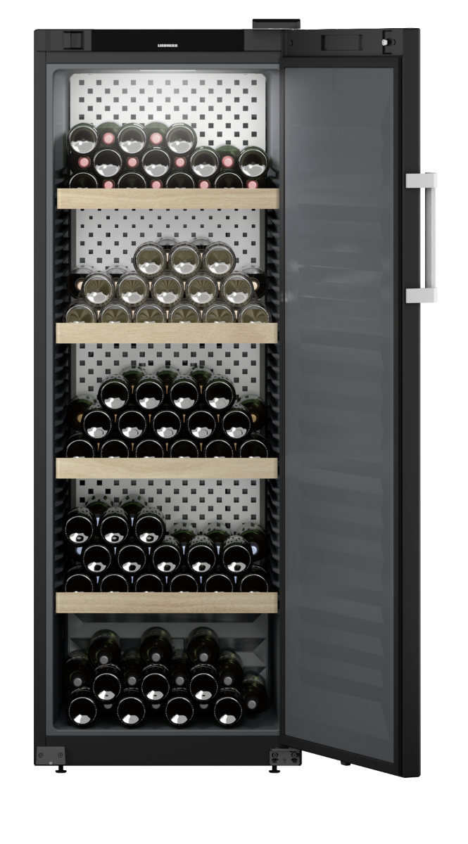 Liebherr WSbli 5031 Upright Wine Fridge – 196 Bottle Capacity, Black, Precision Temperature +5°C to +20°C, Wooden Shelves