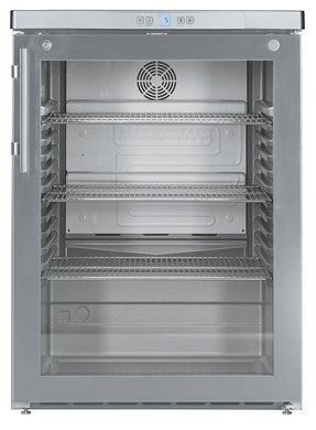 Liebherr FKUV1663 Stainless Steel Glass Single Door Undercounter Fridge, 141L, Forced-Air Cooling, Digital Temperature Display