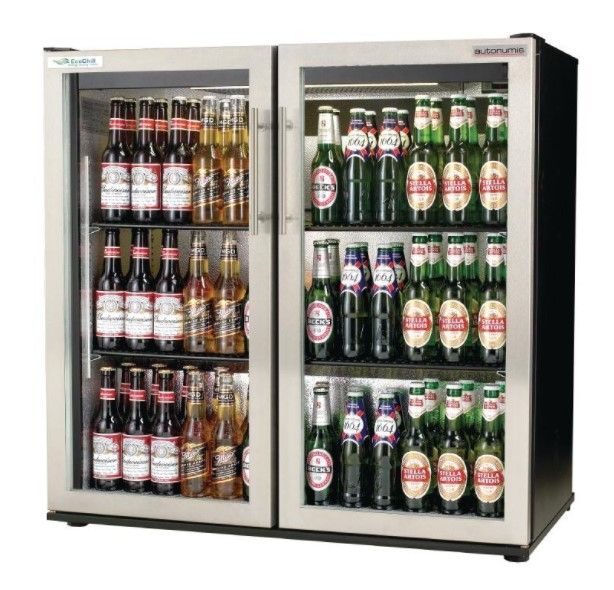 Autonumis RVC00003 EcoChill Stainless Steel Hinged Double Door Bottle Cooler – 195L, 156 x 330ml Bottles
