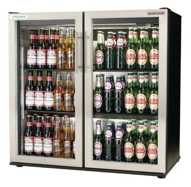 Autonumis RVC00004 EcoChill Stainless Steel Hinged Double Door Bottle Cooler, 156 x 330ml Bottles, 195 Litres